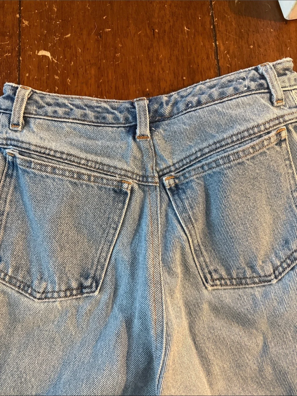 Vintage Light Wash Distressed Denim Long Shorts